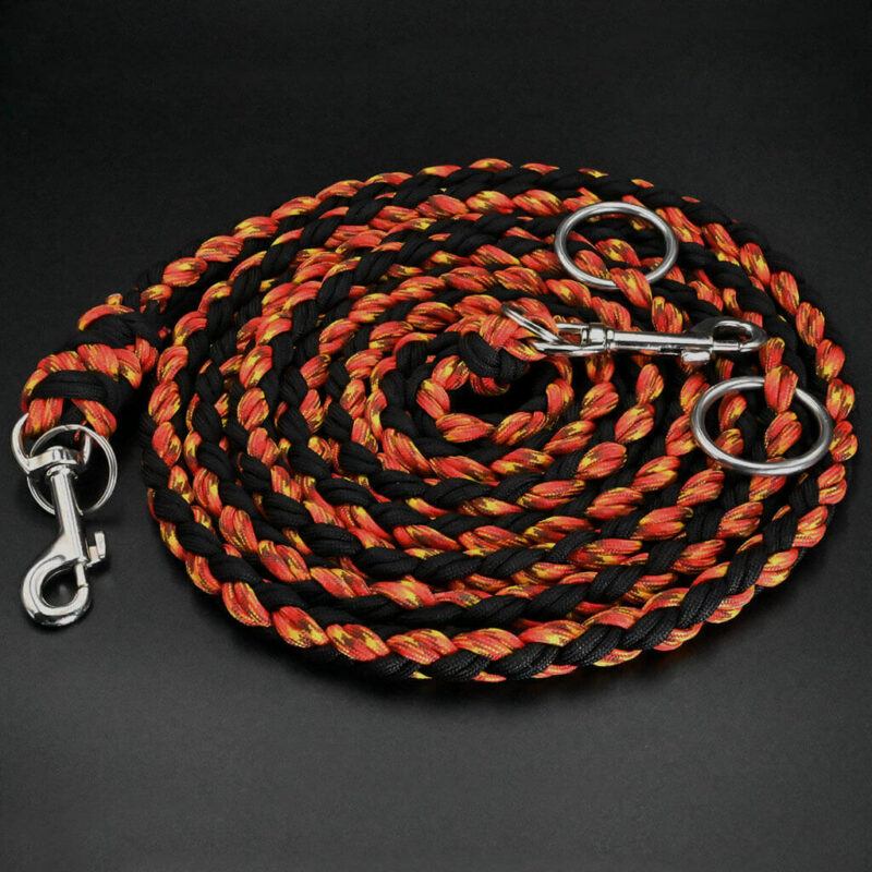 Verstellbare Leine - dick - Schwarz / Gelb-Orange-Rot